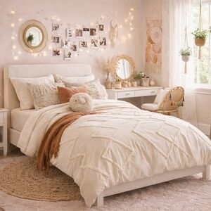 Pottery Barn Teen Ashlyn Tufted Comforter Twin XL White Dorm Bedding